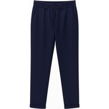 CGA Erkek Lacivert Beli Lastikli Parlak Kumaş Pantolon