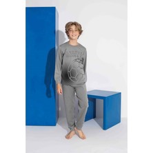 Gültekin Bebe Tarık 5-9 Yaş Erkek Çocuk Top Pano Baskılı Interlok Pijama Takımı 4115270 - Gri
