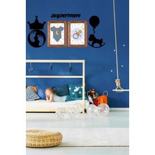 Akıllı Durak Buffer® DECO103 Supermen Dekoratif Duvar Süsü Tablo Aksesuar Ahşap Tasarım Hediye Pano Sticker Seti