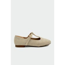 Laminta Judi Bej Süet Şerit Detaylı Babet