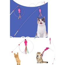 MCM Group Interaktif Kedi Tüy Oyuncak Değnek Oyuncak Teaser Sevimli Balık Çıngıraklı Oyun Kovalamaca Egzersizi