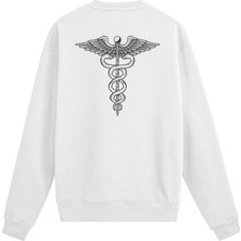 Colermi Tıbbın Simgesi Kadüse Baskılı Beyaz Sweatshirt