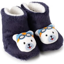 Pufien Çocuk Ev Botu, Ayıcık Peluş Bot, Polar Ayı Desenli Rahat ve Kaymaz Tabanlı, Bebek ve Çocuk
