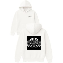 Vsrn Motorcu Çetesi Tasarım Baskılı Oversize Beyaz Kapüşonlu Sweatshirt