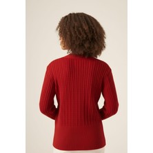 Ftz Women Kadın Saç Örgülü Hırka  Kırmızı 25238