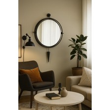 Wallover Design Lustra Siyah - Büyük Boy - Kablosuz Ledli Dekoratif Ayna – Modern Dekoratif Ayna