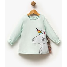 Overdo BeU Kids OV-7259 Kız Çocuk Unicorn Desenli Pamuklu Rahat Kesim Elbise