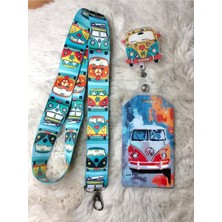 Hediyebum Volkswagen Desenli Boyun Askı Ipi Dik Kartlık ve Yoyo Set