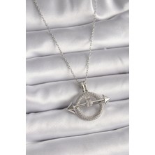 Mena Rise 316L Çelik Gümüş Renk Zincir Zirkon Taşlı Halka Model Kadın Kolye - Lisinya