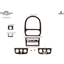 Mars Cockpit Design Opel Corsa C Picku Parçakonsol-Torpido Kaplama  2003-2006 6 Par Koyu Meşe