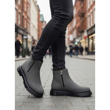 Ebrus Trend ET0777 Süet Füme Çift Fermuarlı Erkek Yarım Bilek Bot