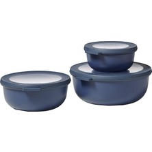 Set Cirqula Round 3 Parça Yuvarlak Saklama Kabı (350+750+1250) - Nordic Denim