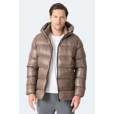 Slazenger HOOT Erkek Kapüşonlu Şişme Kahve Mont & Kaban