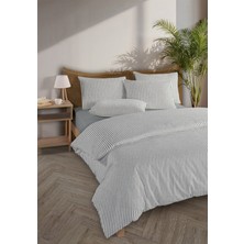 Monolisse Striped %100 Pamuk Ranforce Yezra Koyu Gri Ipliği Boyalı Nevresim Takımı Tek Kişilik - 160X220 cm
