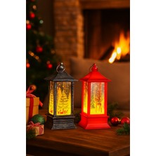 Home Dekor Hediye Yeni Yıl Noel Temalı 2 Li Set Işıklı Yılbaşı Feneri Çam Ağacı & Bambi Figürlü Kandili Fener 14 cm