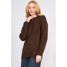 Çetinkaya Miya Mira Modest 8658 Kadın Bisiklet Yaka Akrilik Triko Kazak Kahve