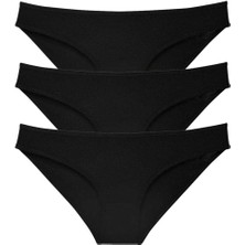 MELENERS 3 Adet Süper Eko Set Likralı Kadın Slip Külot Siyah