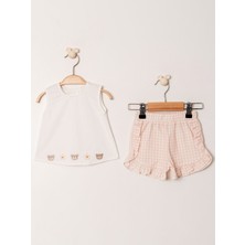 Kidaxi Pitikare Desenli 2’li Kız Bebek Takımı | Tatlı ve Şık Kombin | 3-24 Ay