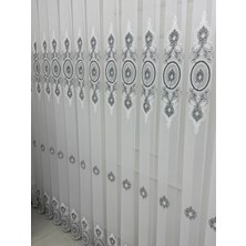 Nivemes Home Nivemeshome Osmanlı Motifli 1453 Gümüş Detaylı  1/2,5 Pileli Tül Perde Apm