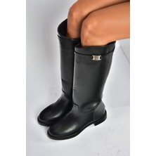 Fox Shoes V973720909 Siyah Klasik Alçak Tabanlı Kadın Çizme