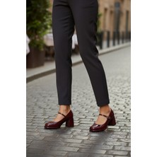 Fox Shoes T820059108 Bordo Rugan Kalın Topuklu Kadın Ayakkabı