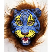 Ronanna Kahverengi Yeleli Mavi Yüz Peluş Kurt Kaplan Maskesi 38 No