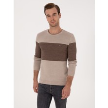 Cacharel Erkek Ekru Regular Fit Yün Karışımlı Bisiklet Yaka Triko Kazak 50293797-VR019