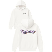 Vsrn 3 Boyutlu Daydreamer Tasarım Baskılı Oversize Beyaz Kapüşonlu Sweatshirt