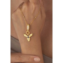 Gümüş Pazarım Safir Taşlı Altın Kaplama Anka Kuşu 925 Ayar Gümüş Kolye