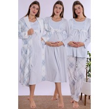 Effortt Mavi %100 Pamuk Hamile Lohusa Set