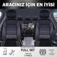 ACK Store Volkswagen Touareg Uyumlu Yarı Deri Oto Koltuk Kılıfı Ön/arka 5 Li Set Norm Siyah-Beyaz
