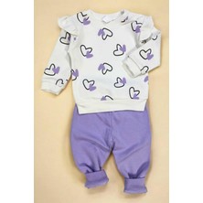 Dinamik çocuk Kız Bebek/çocuk Kalpli Omuzdan Çıtçıtlı Bebek Takımı 2li Alt Üst Mevsimlik Aylık 3-6-9-12AY