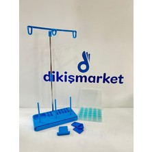 dm dikişmarket Ev Tipi Dikiş Makina ÇARDAK VE AKSESUARLARI MAVİ SET (ÇARDAK /25Lİ EV TİPİ MASURA /ÇİZGİ SABUNU/ MIKNATISLI SİPER)