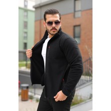 Comstar Erkek Kışlık Trend Fermuarlı Cepli Siyah Polar Hırka