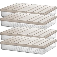 Home - Nora 4'lü 2.5 Litre Büyük Boy Ekru Saklama Kabı