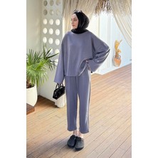 Lamelif Kup Detaylı Eşofman Takımı Füme