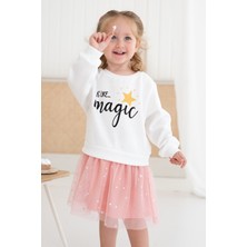 Lilabio Kız Çocuk Sweatshirt Tütü Etek Elbise Yıldız Çok Renkli Şık Tasarım ile Özel Günler İçin