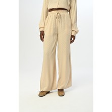 Orfeonegro Kadın Beli Lastikli Bol Paça Desenli Pantolon