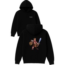 Coc Barbar King Tasarım Baskılı Oversize Siyah Kapüşonlu Sweatshirt