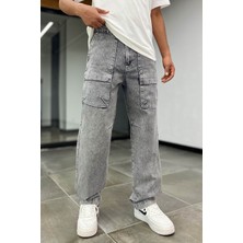 Denim Republic Erkek Gri Baggy Kargo Pantolon