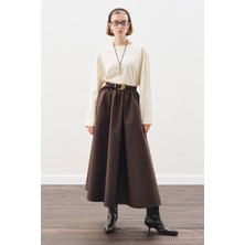 Manuka Kayık Yaka Uzun Kol Tshırt Vanilya