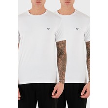 Emporio Armani Logolu Slim Fit Bisiklet Yaka 2 Pack T Shirt Erkek T Shirt EM001849 AF14134 M0082