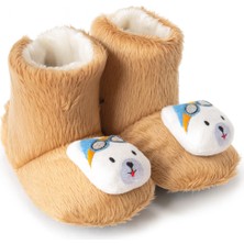 Pufien Çocuk Ev Botu, Ayıcık Peluş Bot, Polar Ayı Desenli Rahat ve Kaymaz Tabanlı, Bebek ve Çocuk