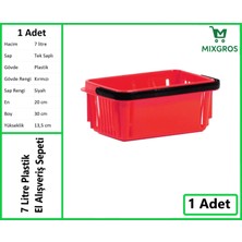 Mixgros Plastik Kozmetik Alışveriş El Sepeti 7 Litre Kırmızı 1 Adet