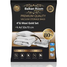 Yenibağ Store Balkan Room 4 Adet 50x70 cm Vakumlu Hurç Maxi Gold Set Hacim Azaltıcı ve Su Geçirmez Özellikte