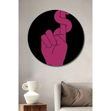 Teona Ahşap Dekoratif Ahşap Yuvarlak Tablo Pembe El ve Dolar Sembolü