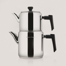 Mimoza Orta Boy Çaydanlık - Gri / Siyah - 2 Lt + 1 Lt