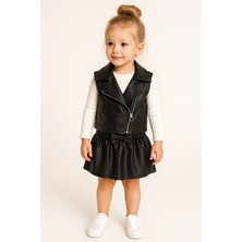 Gigi Giyim Deri Yelekli 3'lü Kız Çocuk Takım