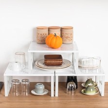 Org-01-3lü Raf Düzenleyici - Dolap Içi Düzenleyici Raf - Tabak Bardak Rafı