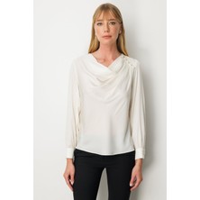 Tolga Saraçoglu Ekol Degaje Yaka Saten Bluz